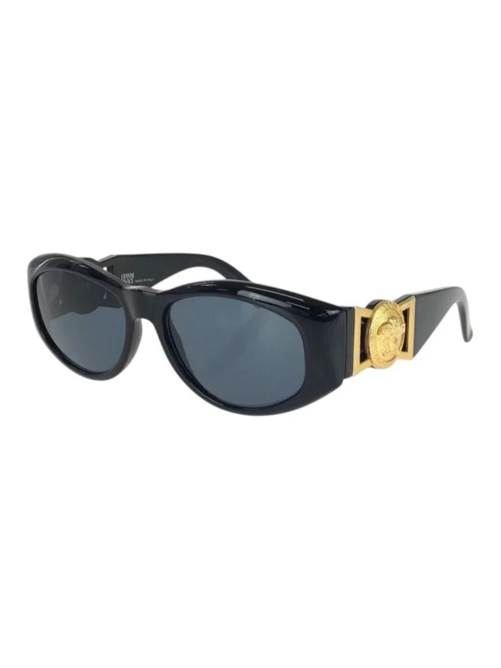 Versace Vintage Medusa Black Gold Acetate Metal Mod 424 Sunglasses Eyewear